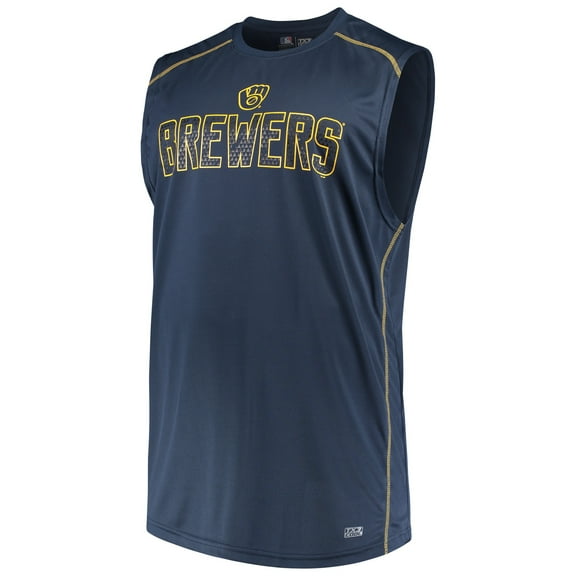 Men's Majestic Navy Milwaukee Brewers Big & Tall Legendary Strength Tank Top