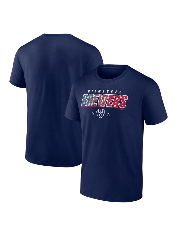 Men's Majestic Navy Milwaukee Brewers Starry Banner T-Shirt