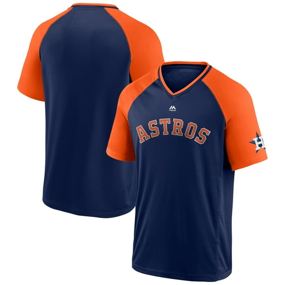 Men's Majestic Navy/Orange Houston Astros City Rep Closer Raglan V-Neck T-Shirt