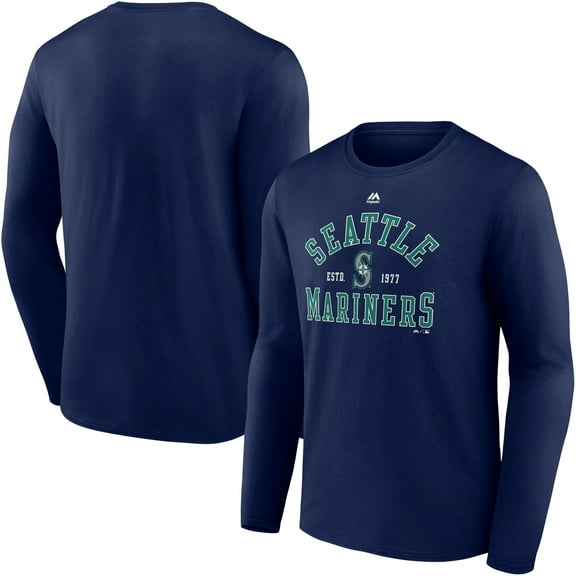 Men's Majestic Navy Seattle Mariners High Praise Long Sleeve T-Shirt