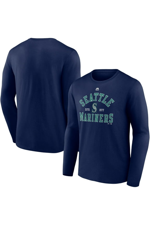 Men's Majestic Navy Seattle Mariners High Praise Long Sleeve T-Shirt