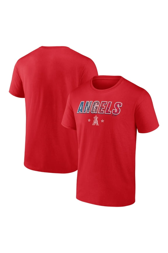 Men's Majestic Red Los Angeles Angels Starry Banner T-Shirt