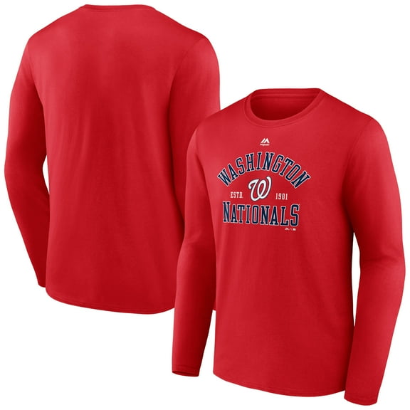 Men's Majestic Red Washington Nationals High Praise Long Sleeve T-Shirt