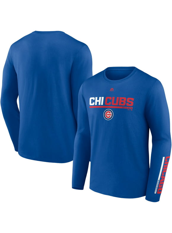 Men's Majestic Royal Chicago Cubs Flip Mode Long Sleeve T-Shirt