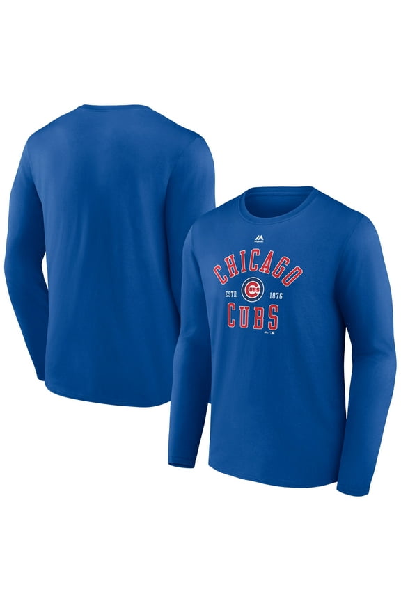 Men's Majestic Royal Chicago Cubs High Praise Long Sleeve T-Shirt