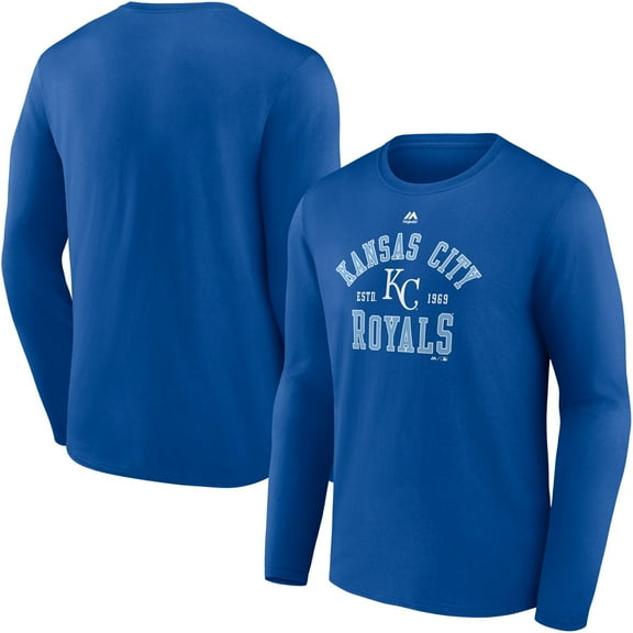 Men's Majestic Royal Kansas City Royals High Praise Long Sleeve T-Shirt