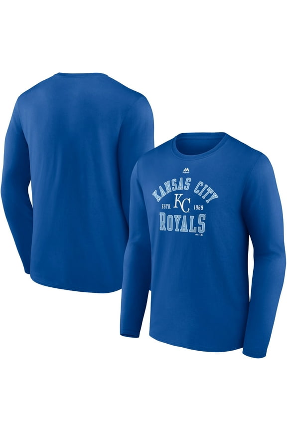 Men's Majestic Royal Kansas City Royals High Praise Long Sleeve T-Shirt