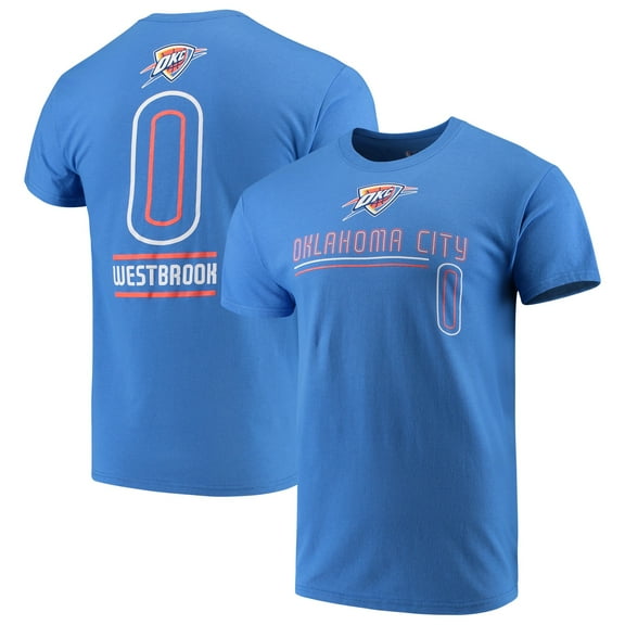 Men's Majestic Russell Westbrook Blue Oklahoma City Thunder Spirited Competitor Name & Number T-Shirt