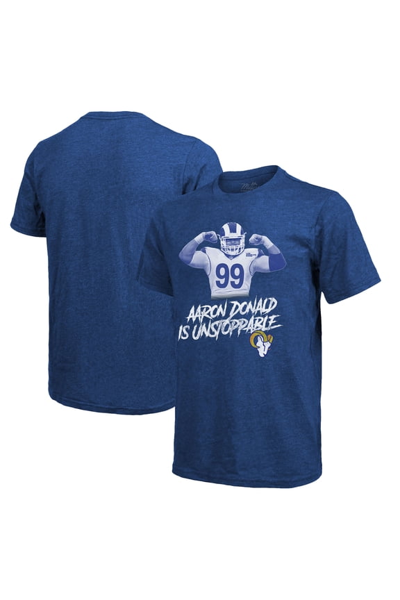 Men's Majestic Threads Aaron Donald Royal Los Angeles Rams Tri-Blend Player Graphic T-Shirt