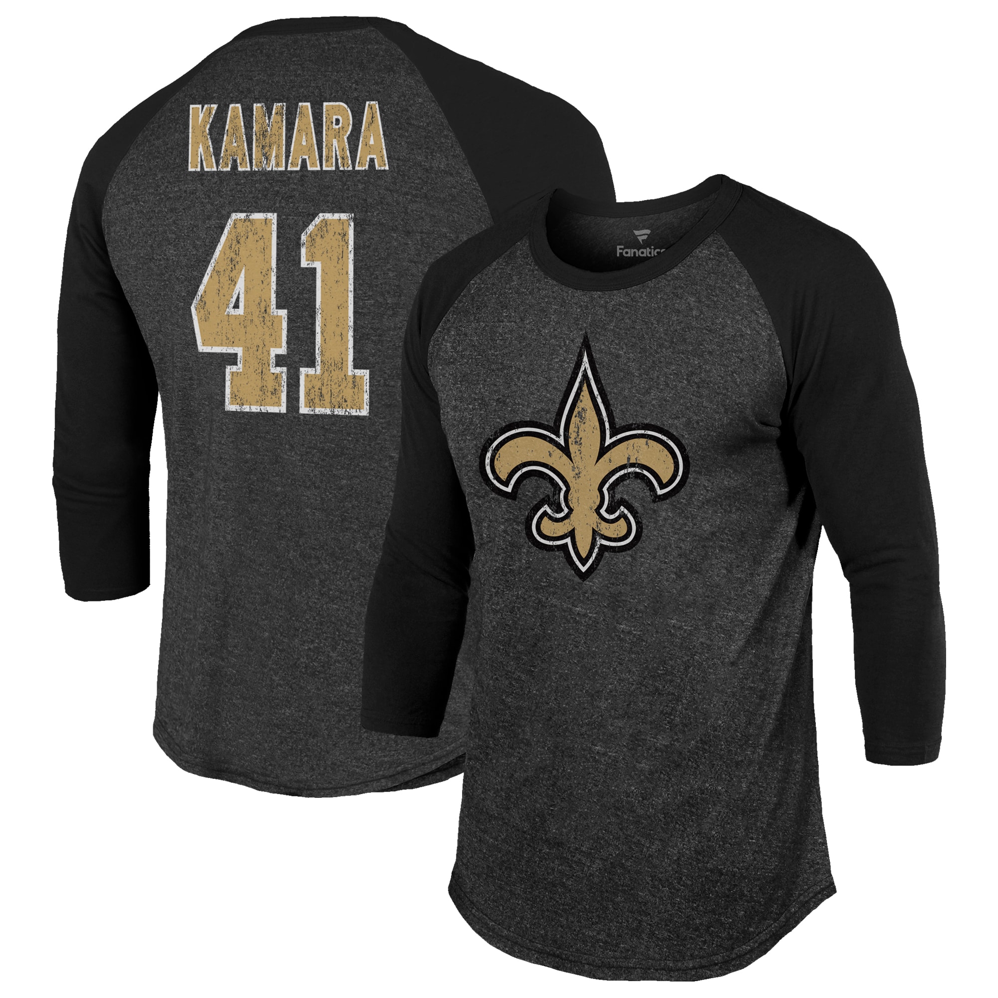 Men's Fanatics Branded Alvin Kamara Black New Orleans Saints Player Icon Name & Number T-Shirt Size: Medium