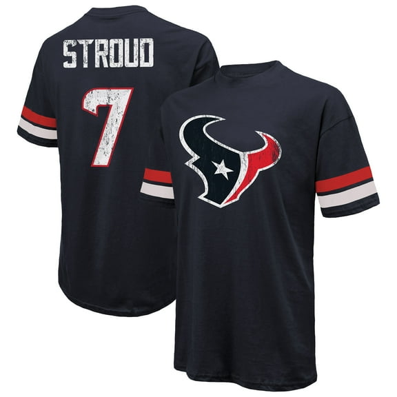 Men's Majestic Threads C.J. Stroud Navy Houston Texans Oversized-Name & Number T-Shirt