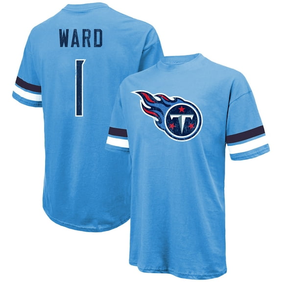 Men's Majestic Threads Cam Ward Light Blue Tennessee Titans 2025 NFL Draft First Round Pick Oversized T-Shirt