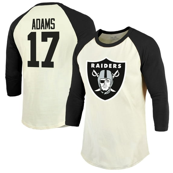 Men's Majestic Threads Davante Adams Cream/Black Las Vegas Raiders Vintage Player Name & Number 3/4-Sleeve Fitted