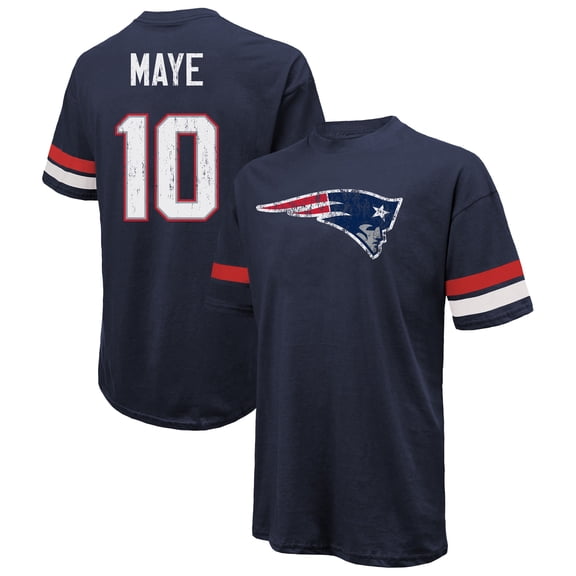Men's Majestic Threads Drake Maye Navy New England Patriots Oversized T-Shirt