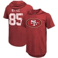 thumbnail image 1 of Men's Majestic Threads George Kittle Scarlet San Francisco 49ers Player Name & Number Tri-Blend Slim Fit Hoodie T-Shirt, 1 of 3