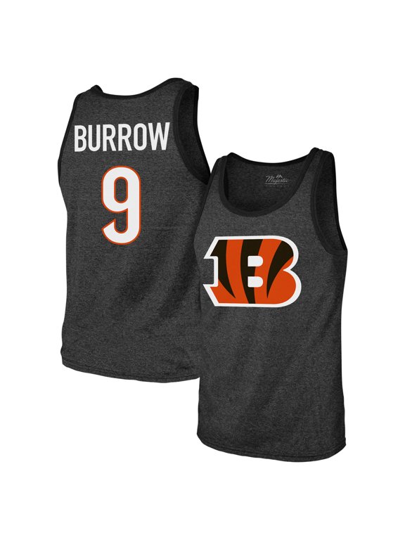 Men's Majestic Threads Joe Burrow Black Cincinnati Bengals Tri-Blend Player Name & Number Tank Top
