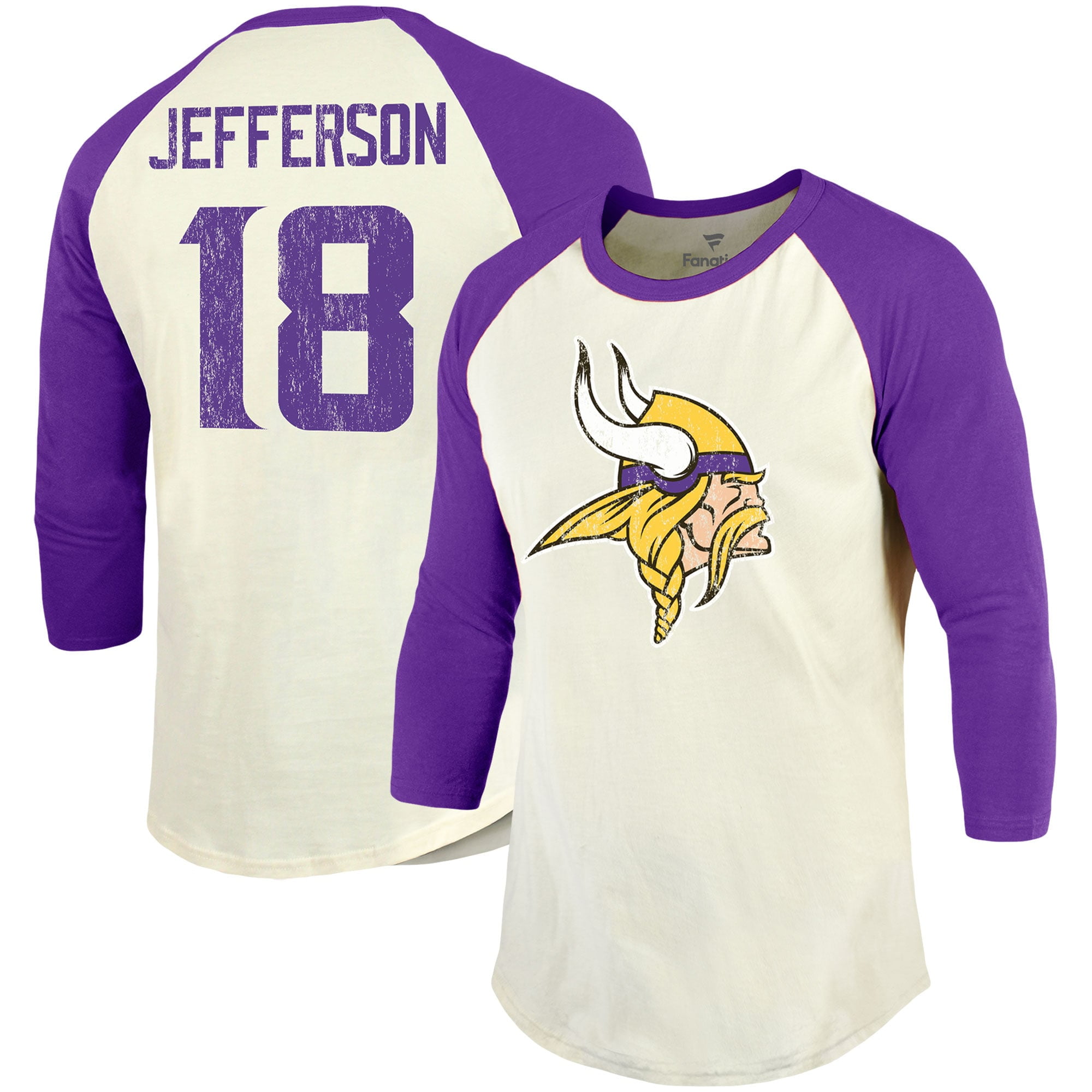 Men's Majestic Threads Justin Jefferson Cream/Purple Minnesota Vikings