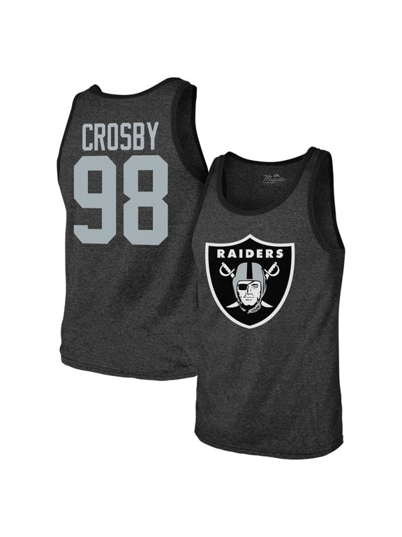 Men's Majestic Threads Maxx Crosby Black Las Vegas Raiders Tri-Blend Player Name & Number Tank Top