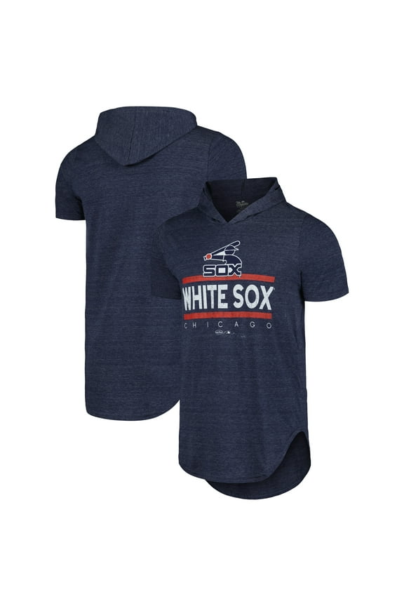 Men's Majestic Threads Navy Chicago White Sox Tri-Blend Hoodie T-Shirt