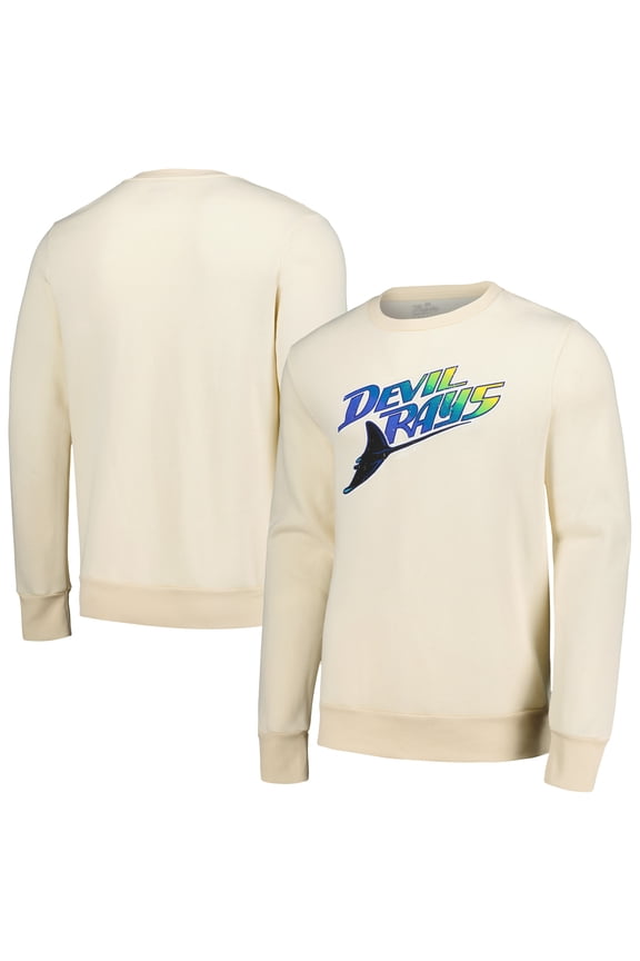 Men's Majestic Threads Oatmeal Tampa Bay Rays Fleece Pullover Sweatshirt