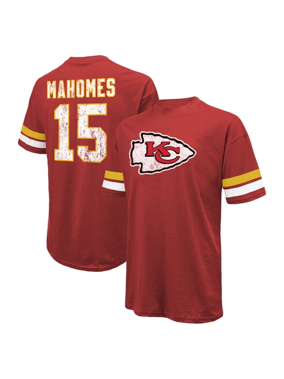 Men's Majestic Threads Patrick Mahomes Red Kansas City Chiefs Name & Number Oversize Fit T-Shirt