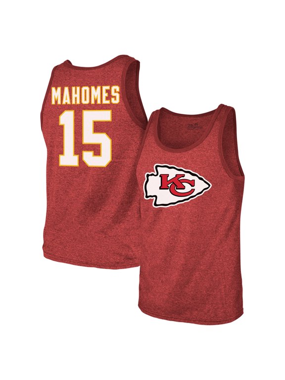 Men's Majestic Threads Patrick Mahomes Red Kansas City Chiefs Tri-Blend Player Name & Number Tank Top