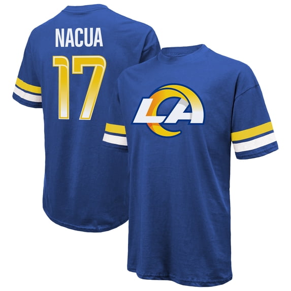 Men's Majestic Threads Puka Nacua Royal Los Angeles Rams Name & Number Oversized Fit T-Shirt