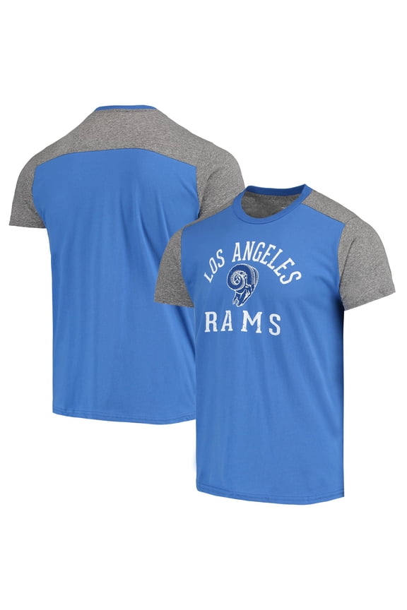Men's Majestic Threads Royal/Heathered Gray Los Angeles Rams Gridiron Classics Field Goal Slub T-Shirt