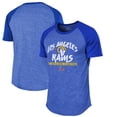 thumbnail image 1 of Men's Majestic Threads Royal Los Angeles Rams 2-Time Super Bowl Champions Tri-Blend Raglan T-Shirt, 1 of 3