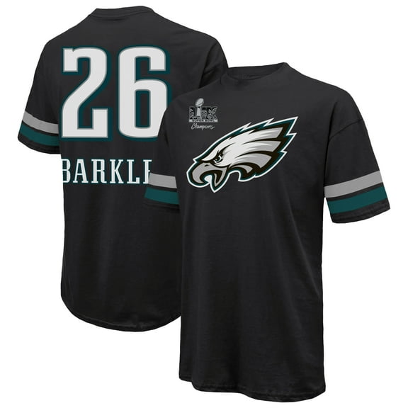 Men's Majestic Threads Saquon Barkley Black Philadelphia Eagles Super Bowl LIX Champions Oversized Player Name & Number