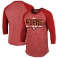 thumbnail image 1 of Men's Majestic Threads Scarlet San Francisco 49ers 2023 NFC Champions Tri-Blend Raglan 3/4-Sleeve T-Shirt, 1 of 3