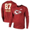 thumbnail image 1 of Men's Majestic Threads Travis Kelce Red Kansas City Chiefs Super Bowl LVIII Name & Number Tri-Blend Long Sleeve T-Shirt, 1 of 3