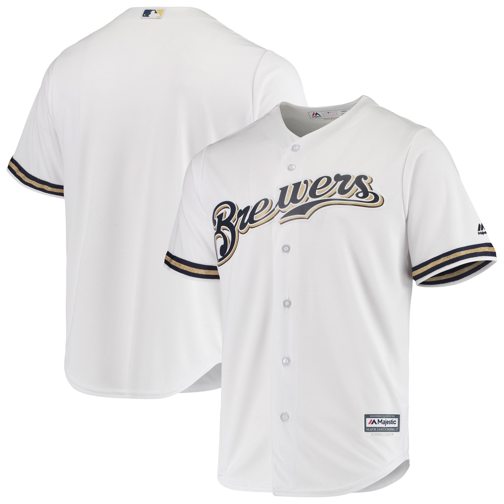 Majestic Men's White Milwaukee Brewers Team Official Jersey - White