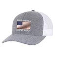 thumbnail image 1 of Men's Make America Great Again Donald Trump Embroidered American Flag Trucker Hat, Heather Grey/White, 1 of 4