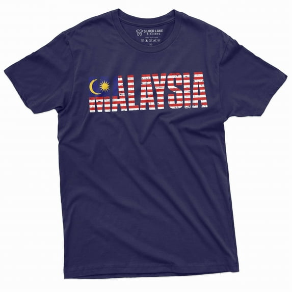 Men's Malaysia T-shirt Malaysia coat of arms flag patriotic nation country tee shirt (3X-Large Navy Blue)