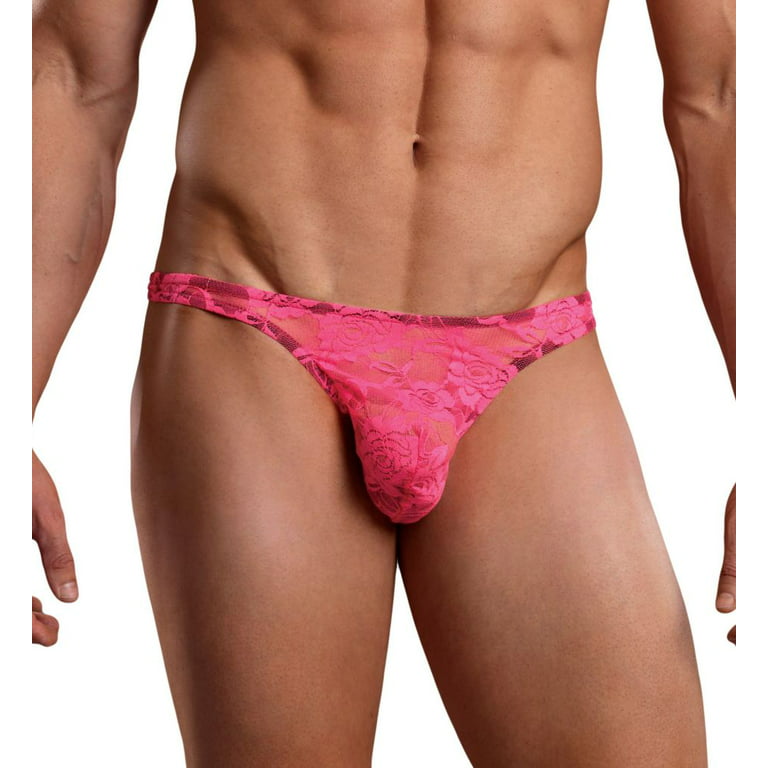 Men's Male Power 442-194 Neon Lace Bong Thong (Pink S/M)
