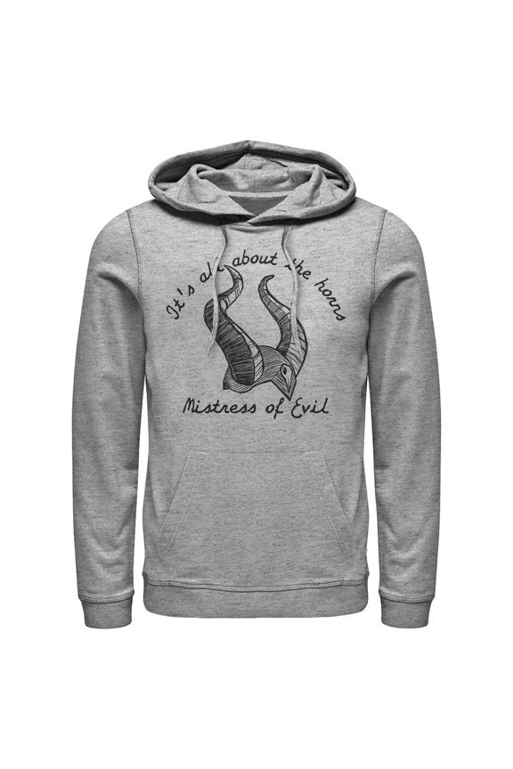 Men's Maleficent: Mistress of All Evil All About Horns Pull Over Hoodie Athletic Heather Large