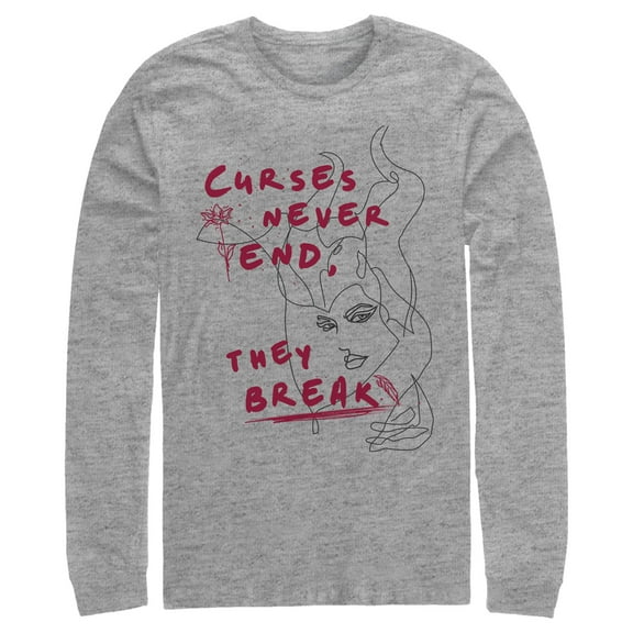 Men's Maleficent: Mistress of All Evil Curses Don't End  Long Sleeve Shirt Athletic Heather X Large