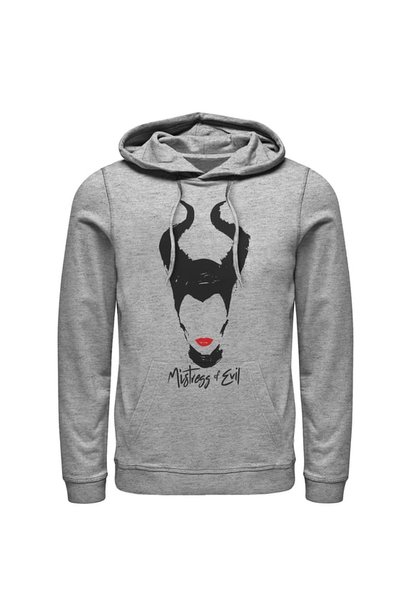 Men's Maleficent: Mistress of All Evil Lips No Eyes Pull Over Hoodie Athletic Heather Medium