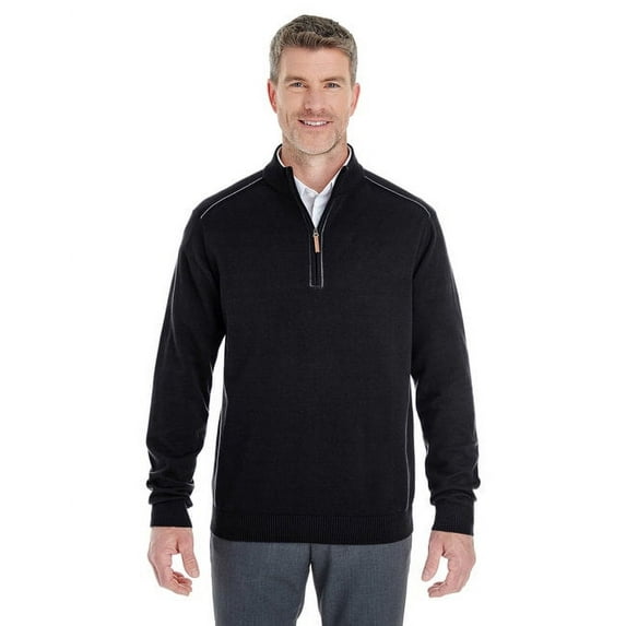 Men's Manchester Fully-Fashioned Quarter-Zip Sweater - BLACK/ GRAPHITE - 3XL