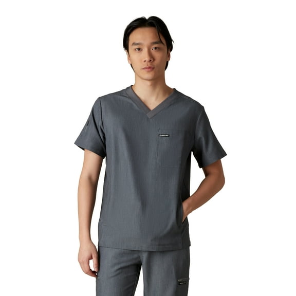 Men’s Manchester V-Neck 3-Pocket Scrub Top with Four-Way Stretch and Moisture-Wicking - Graphite - S
