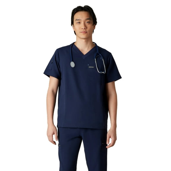 Men’s Manchester V-Neck 3-Pocket Scrub Top with Four-Way Stretch and Moisture-Wicking - Black - 2XL