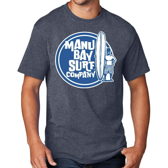 Men's Manu Bay SURFER DUDE T-shirt, 2XL Heather Navy Blue - TALL