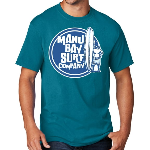 Men's Manu Bay SURFER DUDE T-shirt, 2XL Teal Blue - TALL