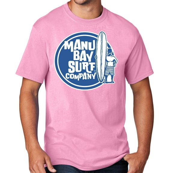 Men's Manu Bay SURFER DUDE T-shirt, 4XL Candy Pink - TALL