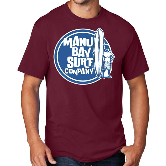 Men's Manu Bay SURFER DUDE T-shirt, Large Cardinal Red - TALL