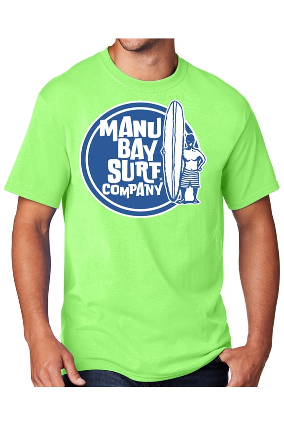 Men's Manu Bay SURFER DUDE T-shirt, Large Neon Green