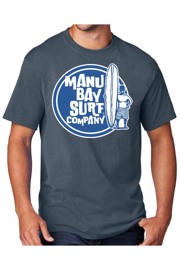 Men's Manu Bay SURFER DUDE T-shirt, Large Steel Blue - TALL