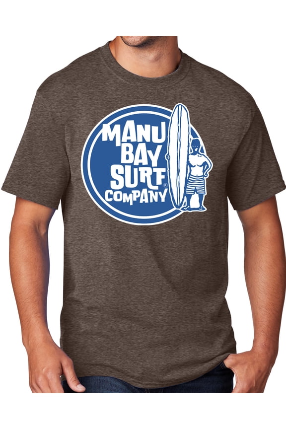 Men's Manu Bay SURFER DUDE T-shirt, Medium Heather Dark Chocolate