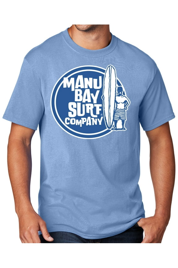 Men's Manu Bay SURFER DUDE T-shirt, Medium Light Blue
